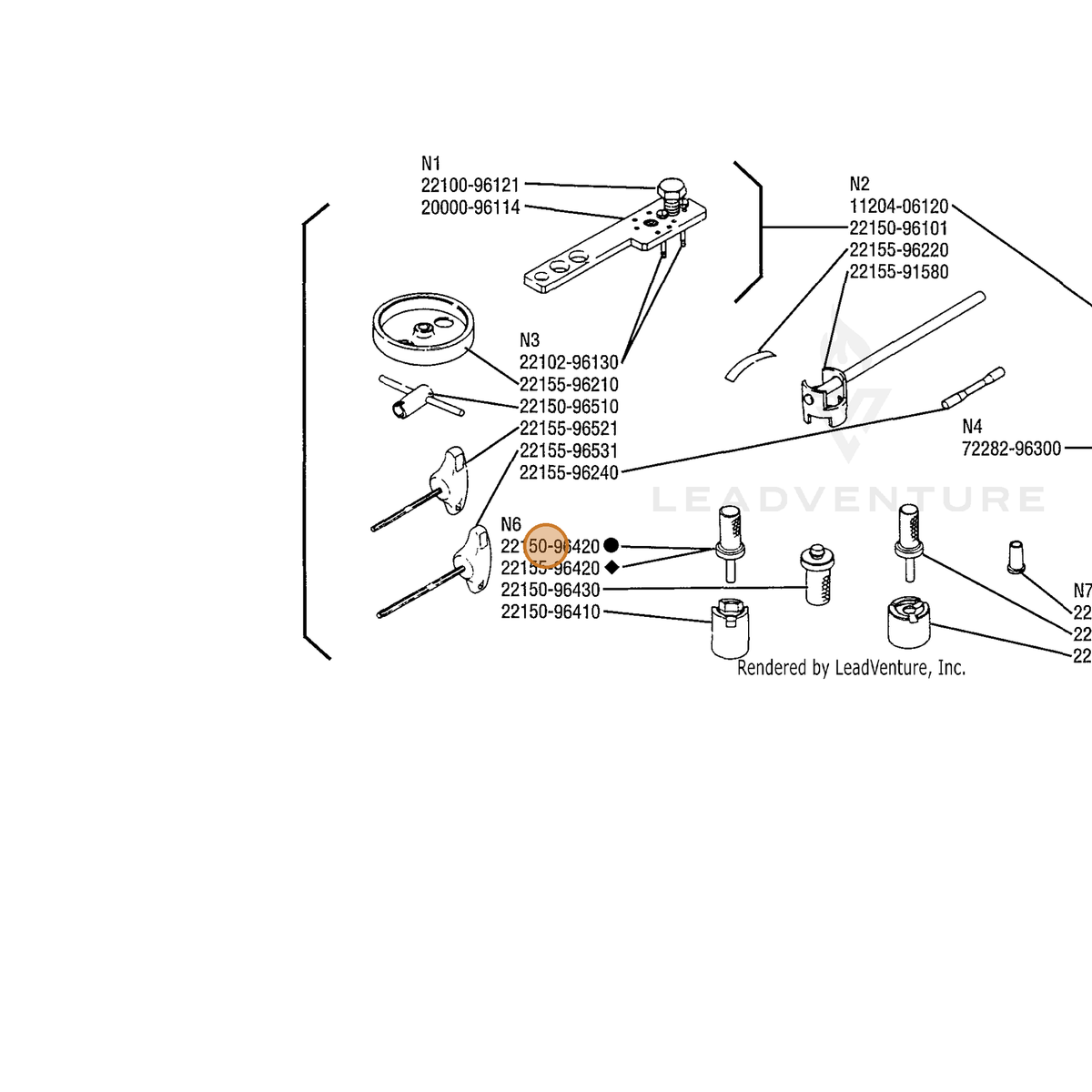 ECHO part 22150-96420 — IPL diagram snippet (6x zoom, amber highlight)