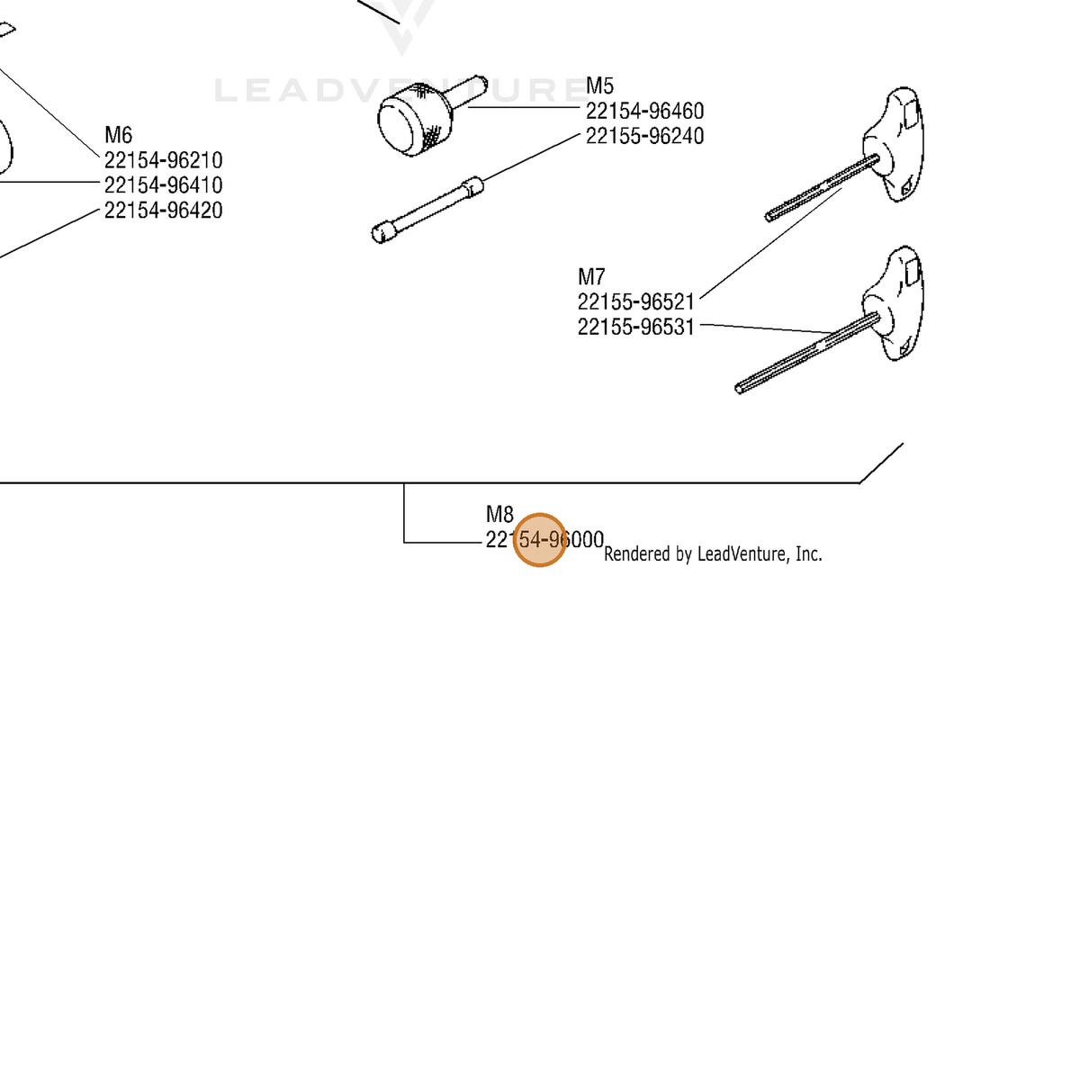 ECHO part 22154-96000 — IPL diagram snippet (6x zoom, amber highlight)