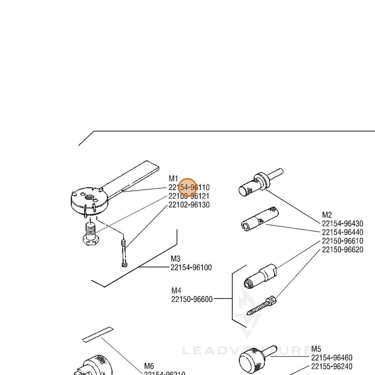 ECHO part 22154-96110 — IPL diagram snippet (6x zoom, amber highlight)