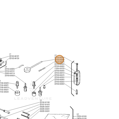 ECHO part 22169-96580 — IPL diagram snippet (6x zoom, amber highlight)
