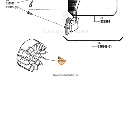 ECHO part 222308 — IPL diagram snippet (6x zoom, amber highlight)