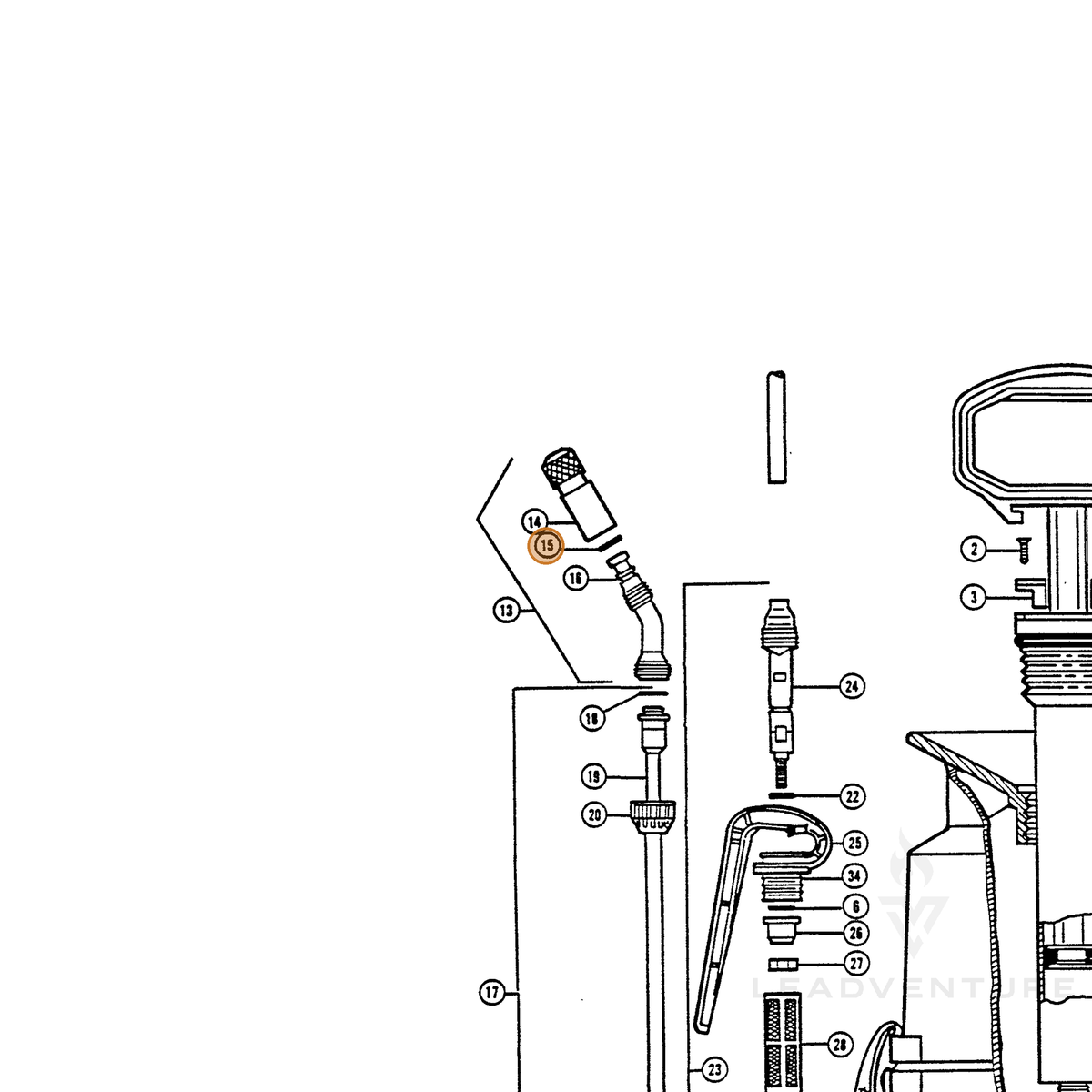 ECHO part 222315905 — IPL diagram snippet (6x zoom, amber highlight)