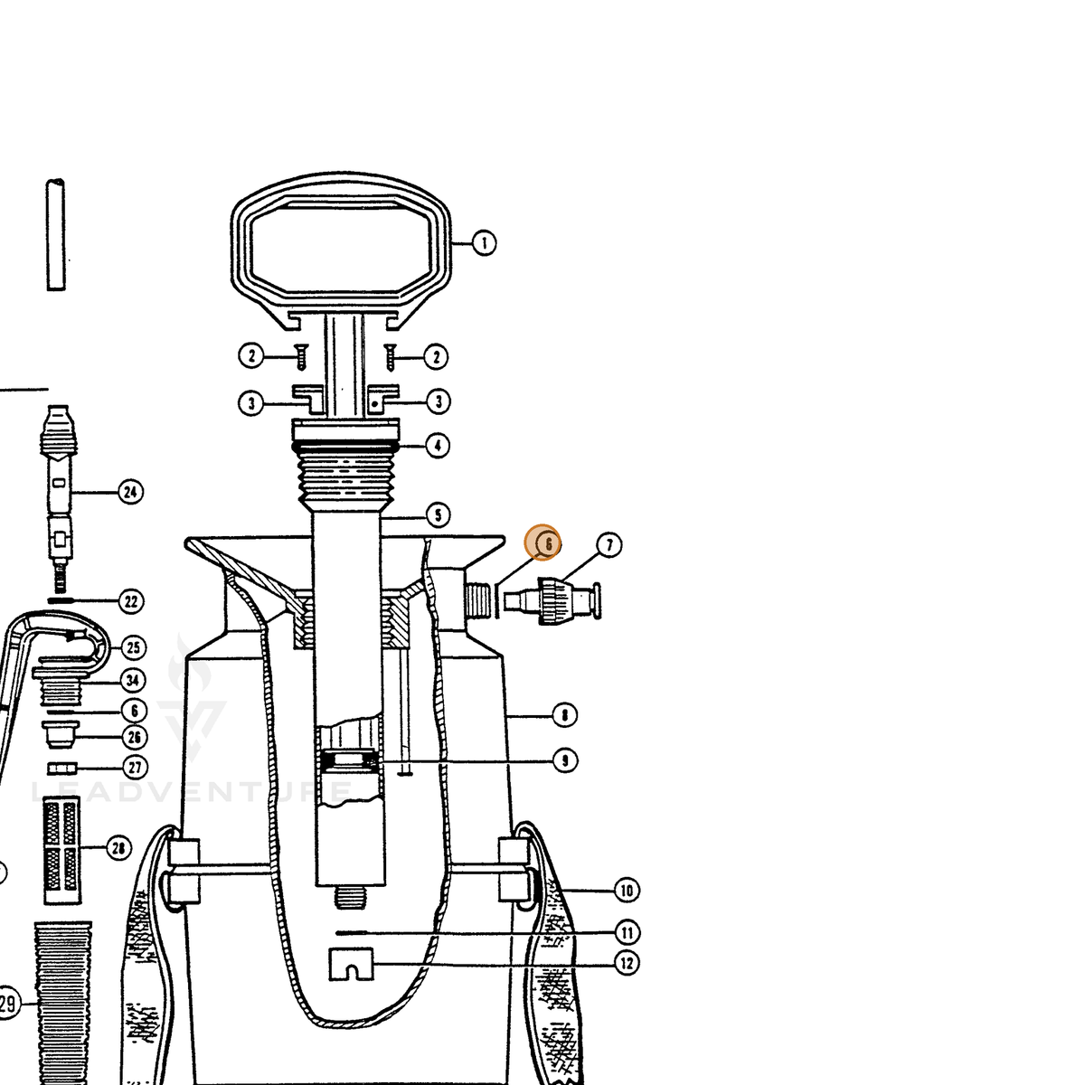 ECHO part 222315908 — IPL diagram snippet (6x zoom, amber highlight)