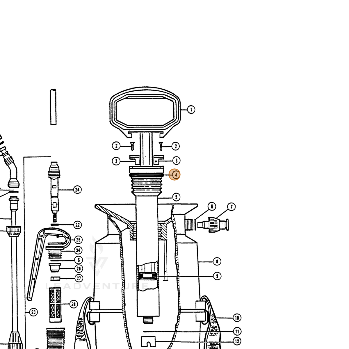 ECHO part 222315930 — IPL diagram snippet (6x zoom, amber highlight)