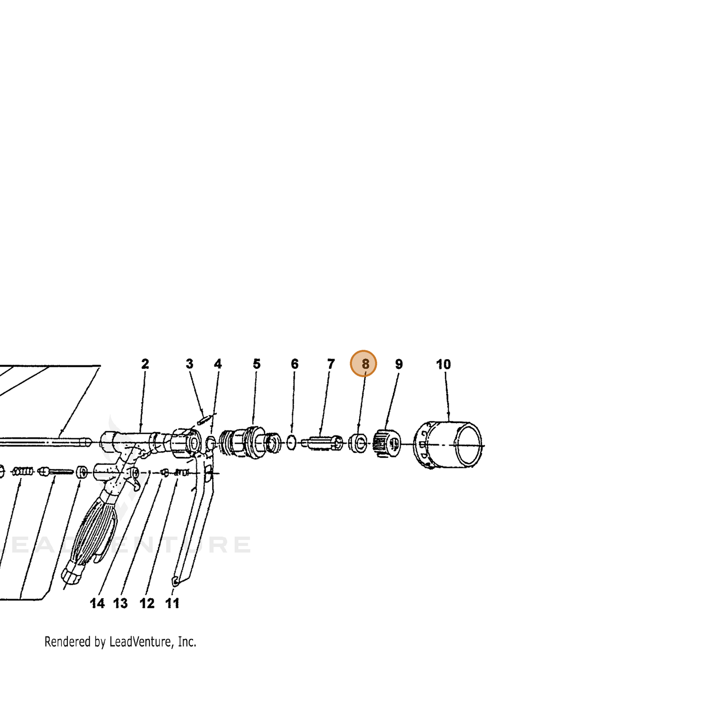 ECHO part 22401010611 — IPL diagram snippet (6x zoom, amber highlight)