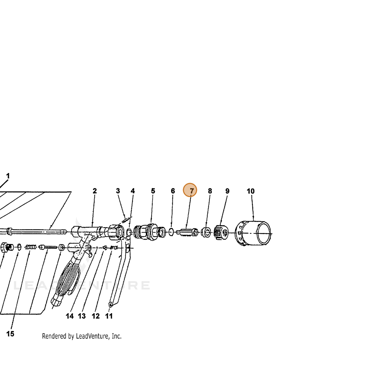 ECHO part 22401110611 — IPL diagram snippet (6x zoom, amber highlight)