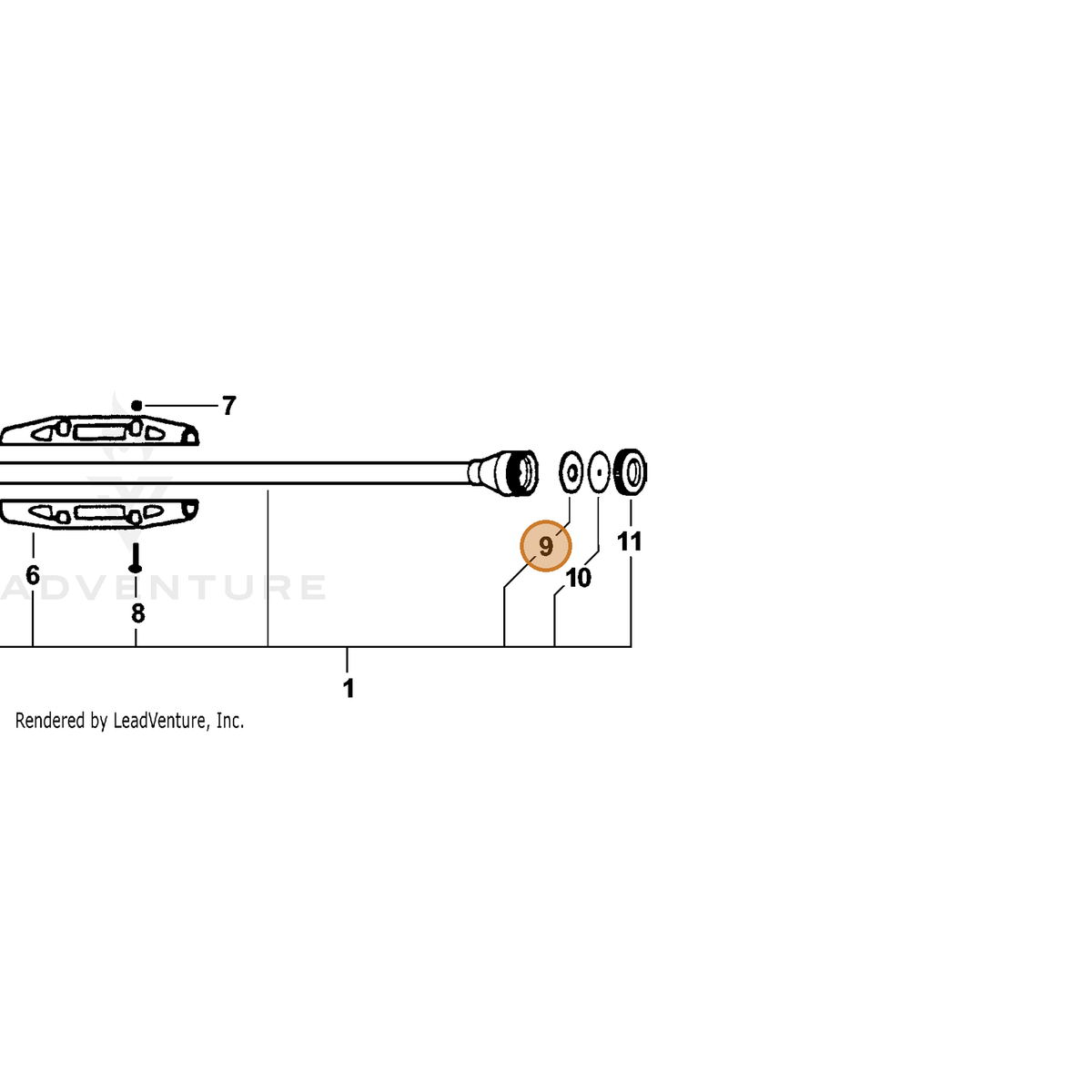 ECHO part 22412510610 — IPL diagram snippet (6x zoom, amber highlight)