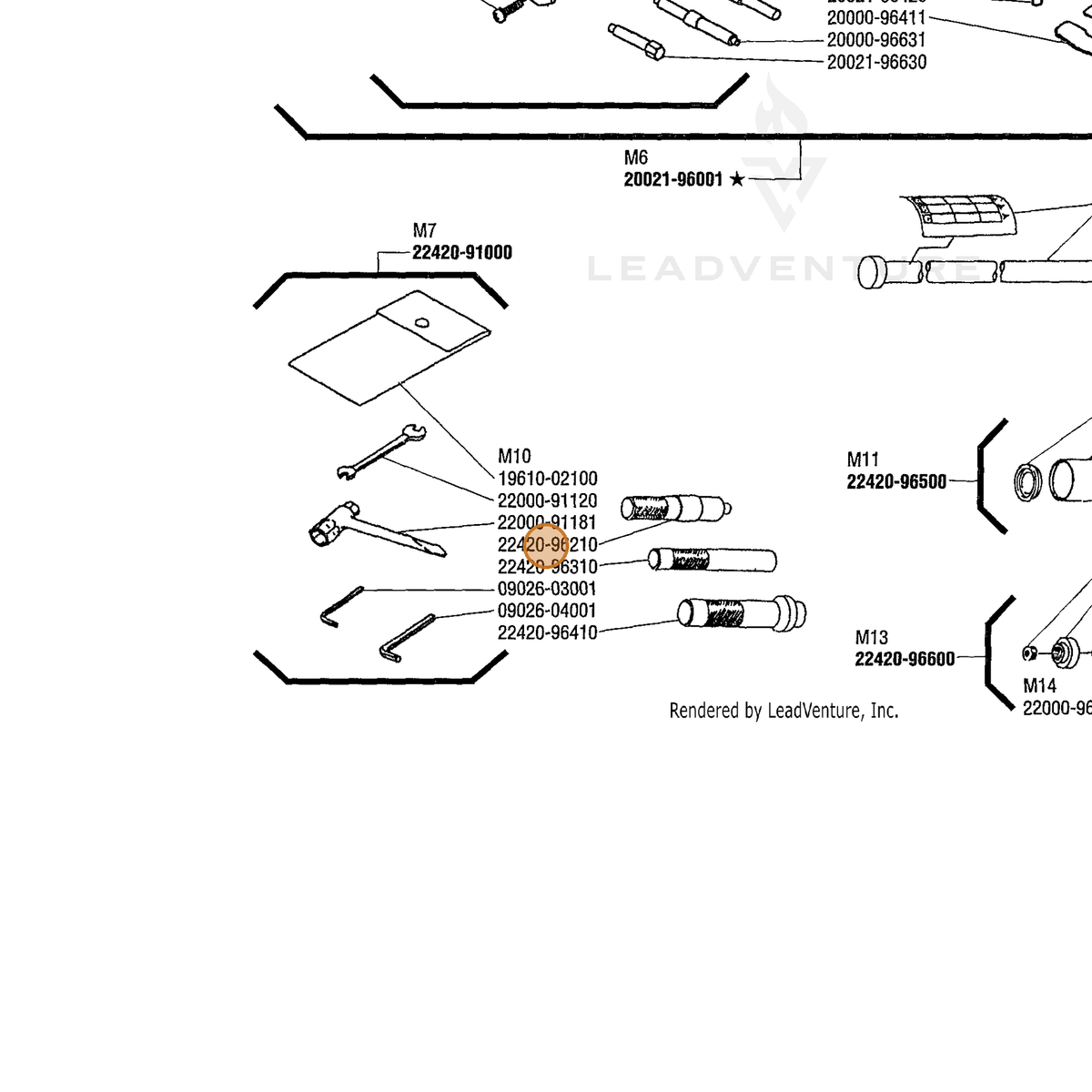 ECHO part 22420-96210 — IPL diagram snippet (6x zoom, amber highlight)