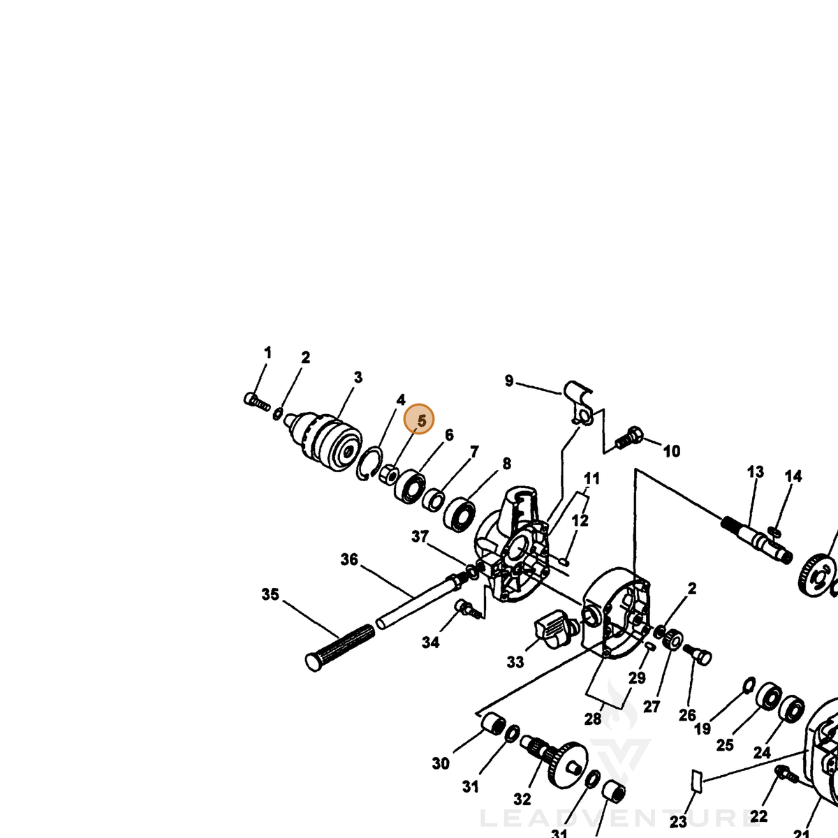 ECHO part 22431920960 — IPL diagram snippet (6x zoom, amber highlight)