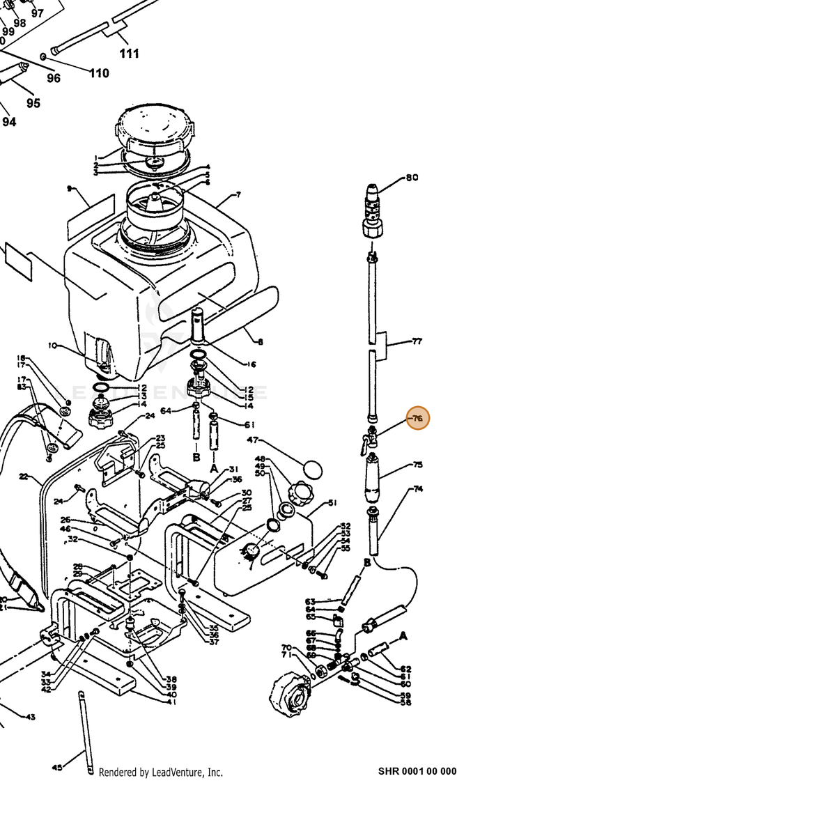 ECHO part 22440013711 — IPL diagram snippet (6x zoom, amber highlight)