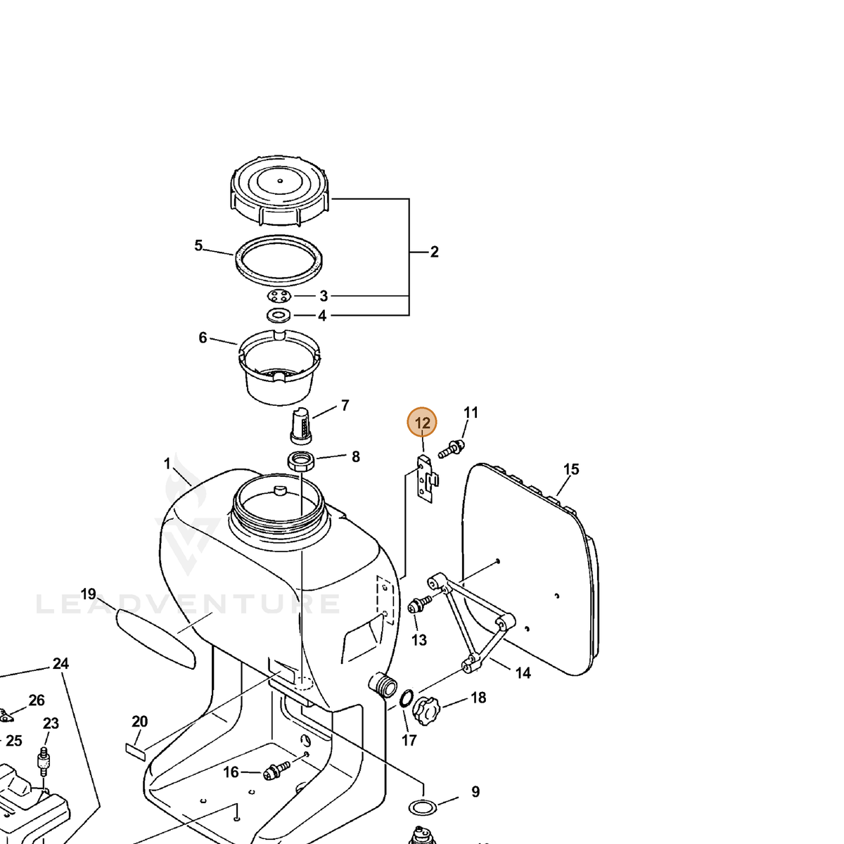 ECHO part 22491512711 — IPL diagram snippet (6x zoom, amber highlight)