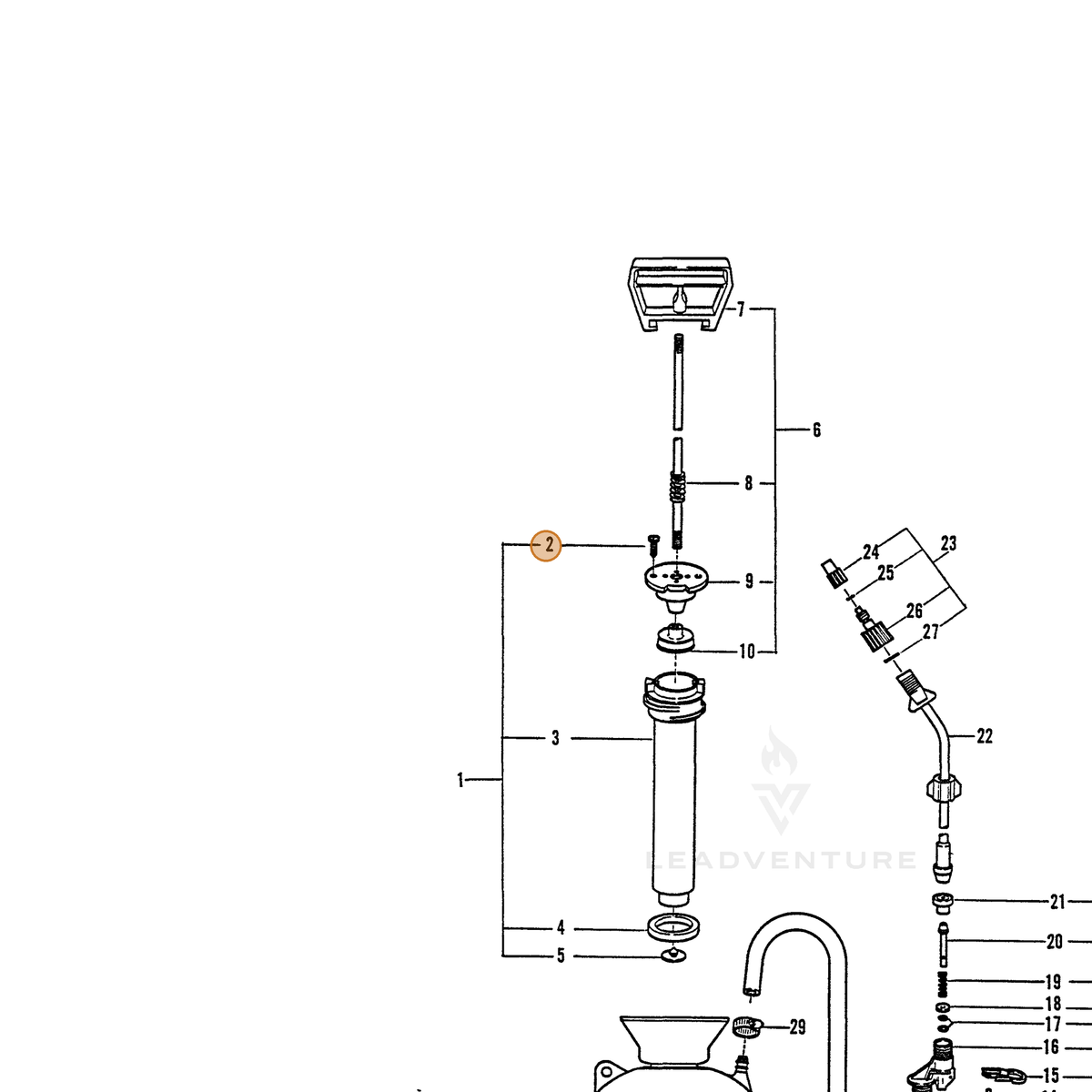 ECHO part 2310010000 — IPL diagram snippet (6x zoom, amber highlight)