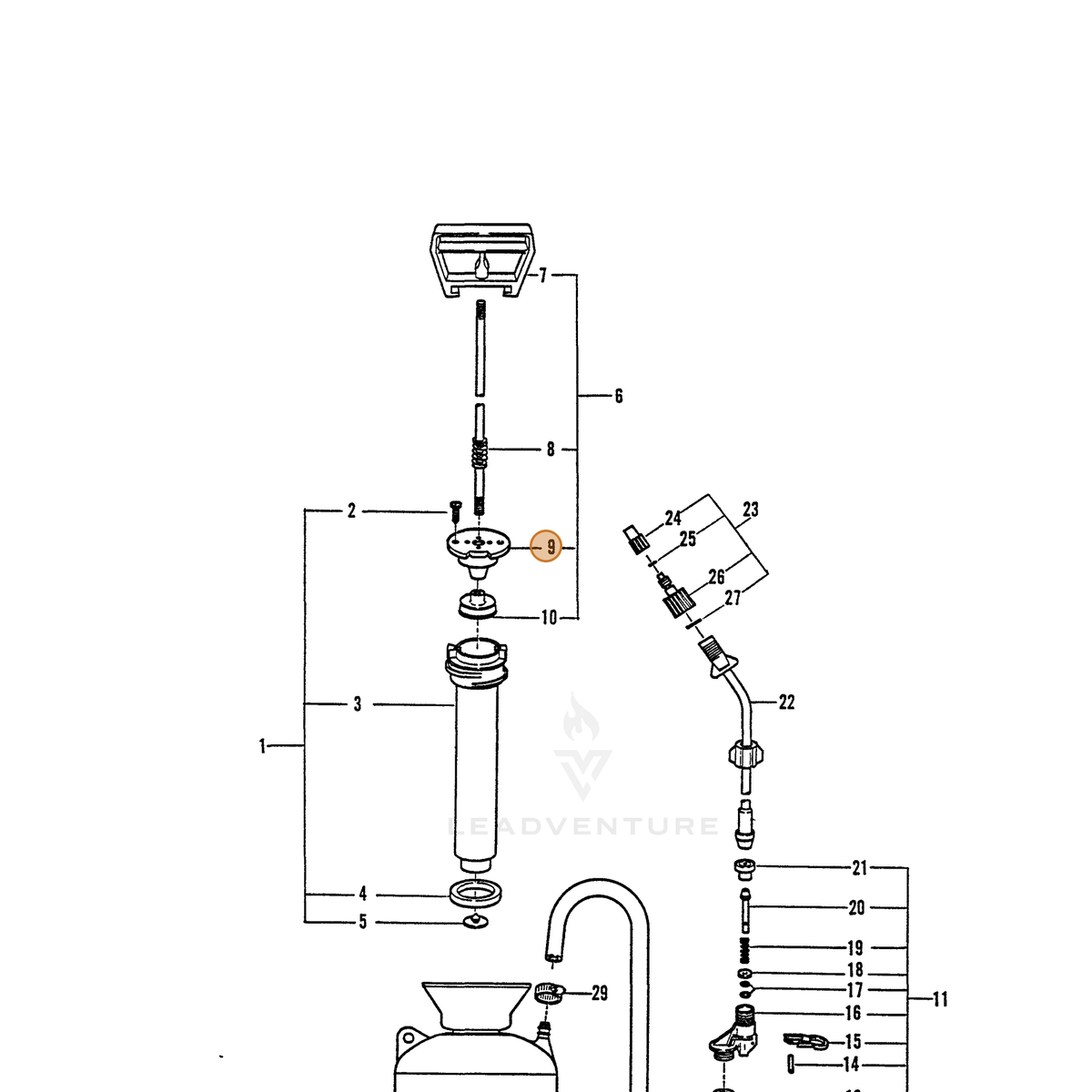 ECHO part 2310020000 — IPL diagram snippet (6x zoom, amber highlight)