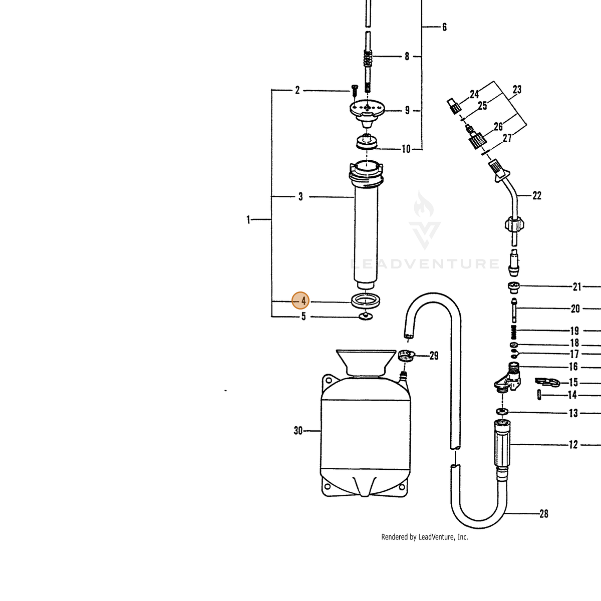 ECHO part 2310042200 — IPL diagram snippet (6x zoom, amber highlight)