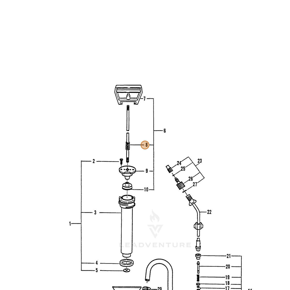ECHO part 2310050000 — IPL diagram snippet (6x zoom, amber highlight)