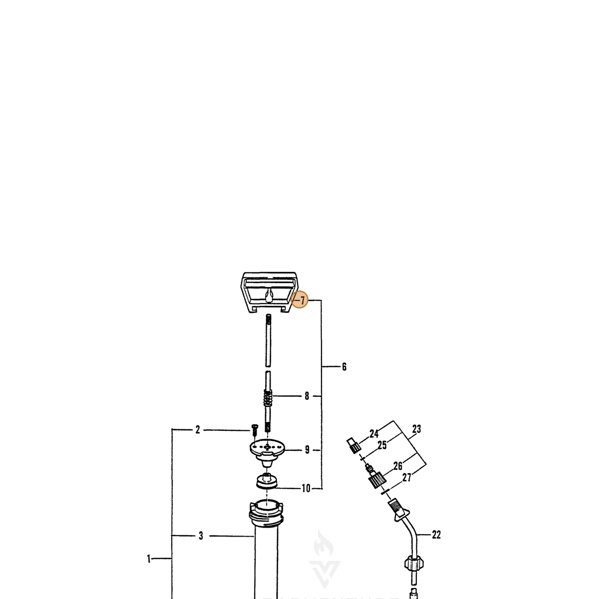 ECHO part 2310280000 — IPL diagram snippet (6x zoom, amber highlight)