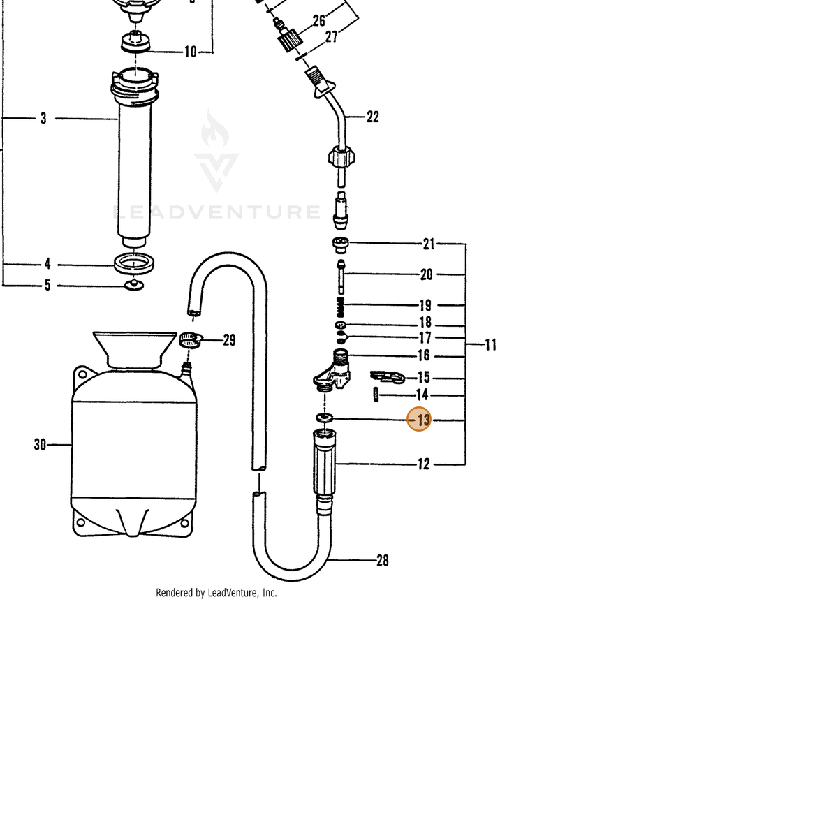 ECHO part 2310351600 — IPL diagram snippet (6x zoom, amber highlight)