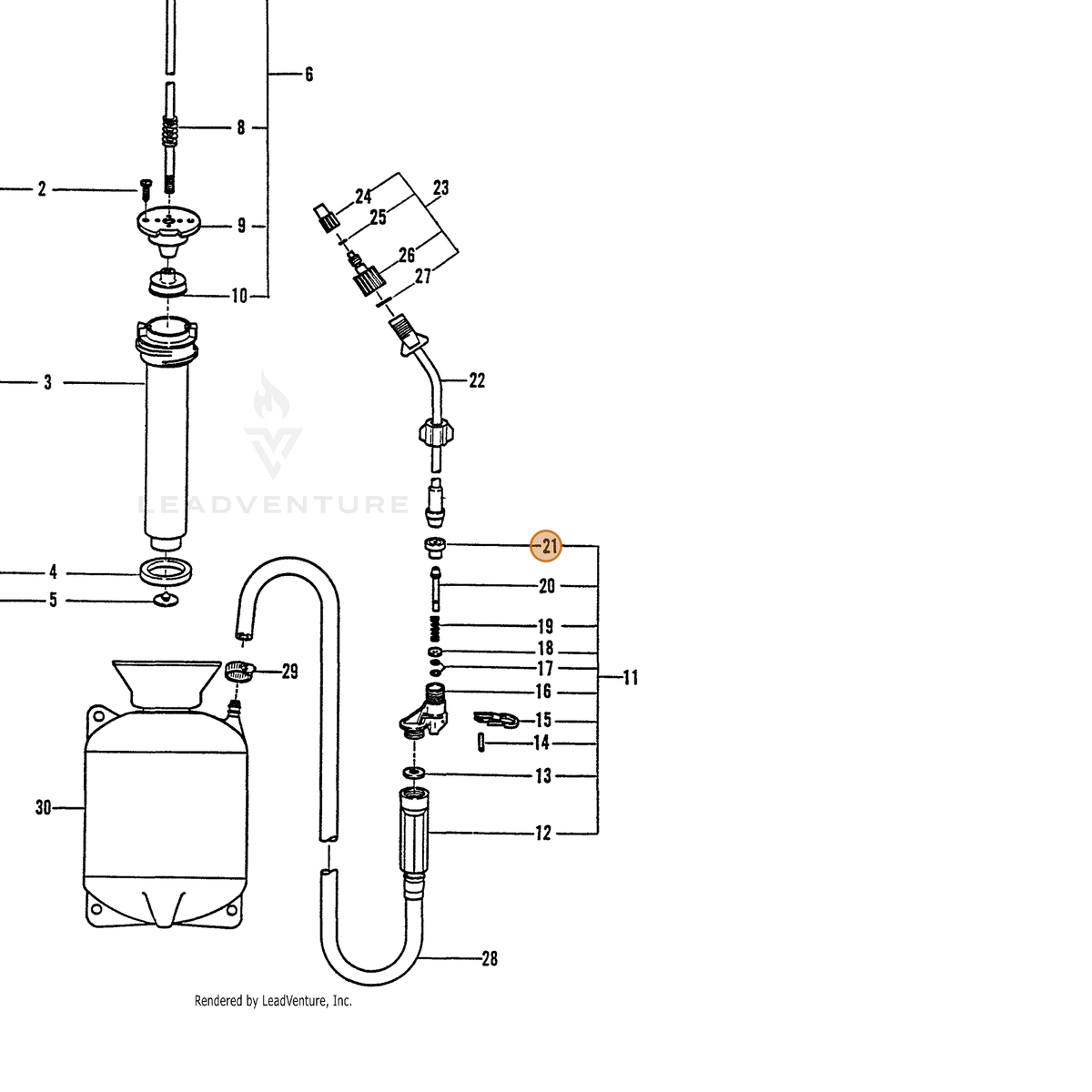 ECHO part 2310500000 — IPL diagram snippet (6x zoom, amber highlight)