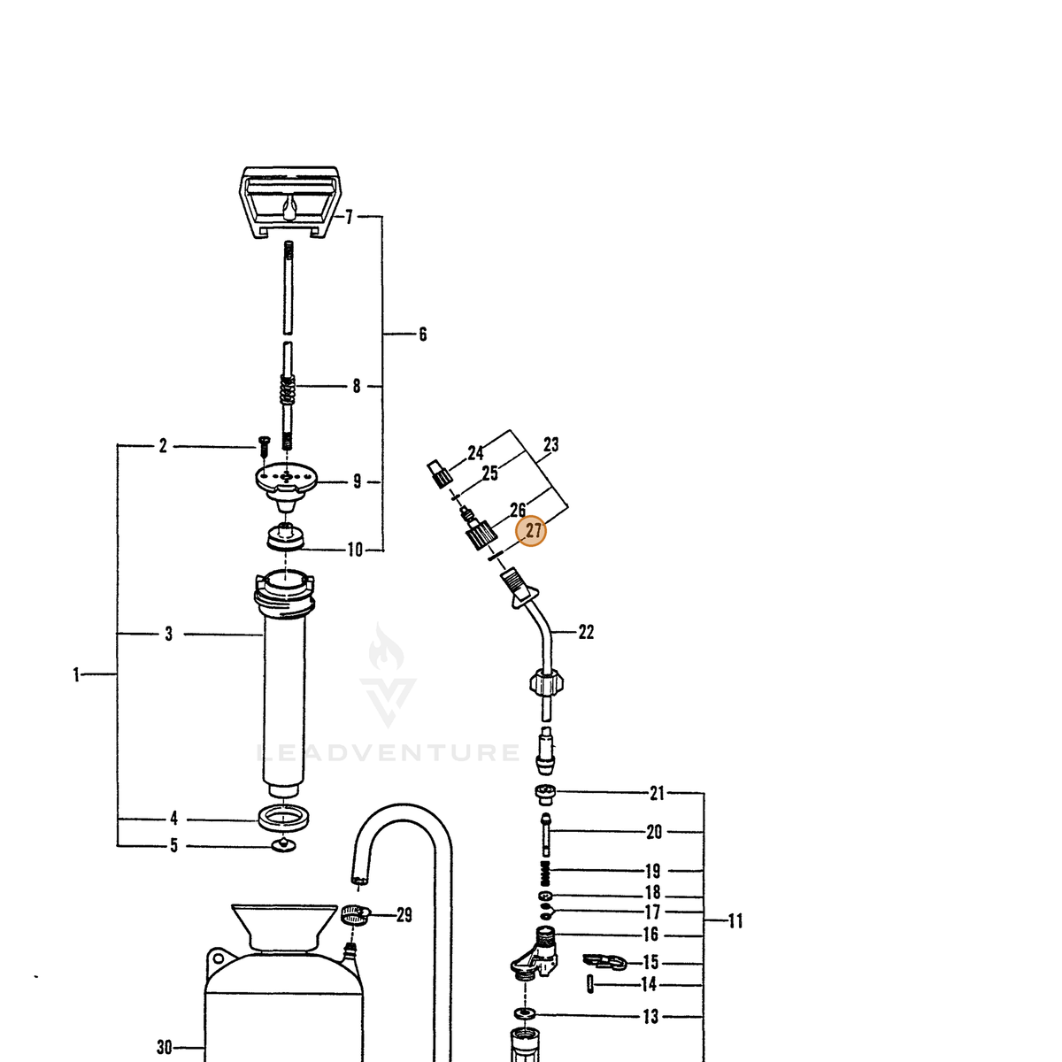 ECHO part 2310890000 — IPL diagram snippet (6x zoom, amber highlight)