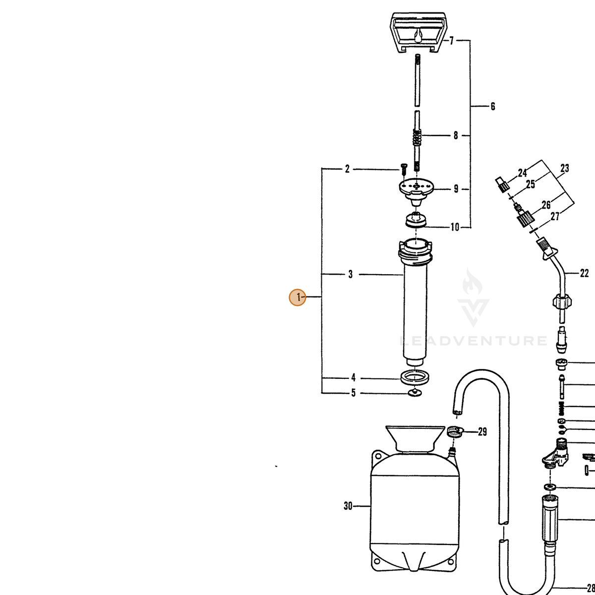 ECHO part 2310961400 — IPL diagram snippet (6x zoom, amber highlight)