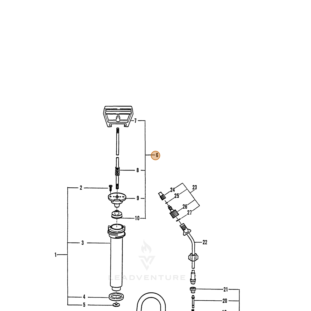 ECHO part 2310961401 — IPL diagram snippet (6x zoom, amber highlight)