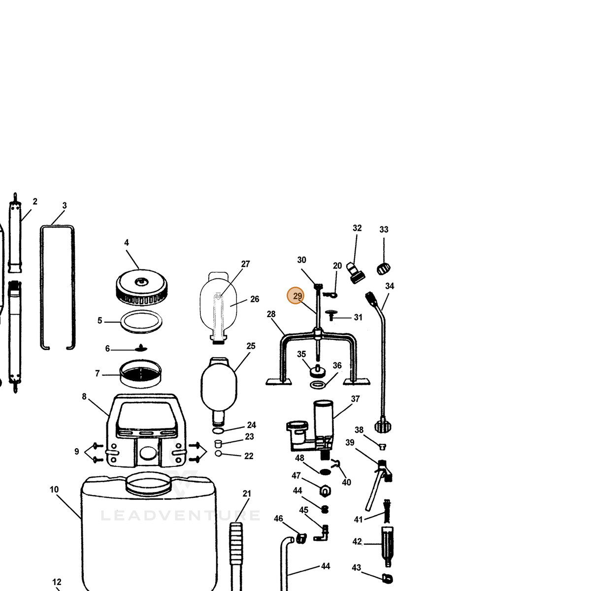 ECHO part 2314670100 — IPL diagram snippet (6x zoom, amber highlight)