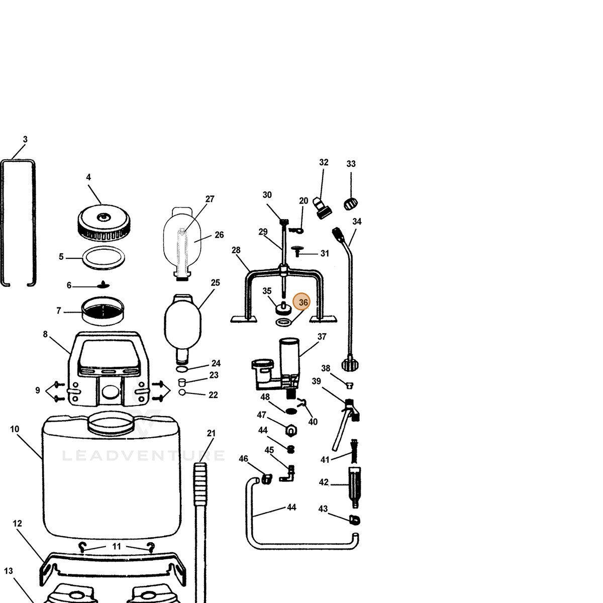 ECHO part 2314872200 — IPL diagram snippet (6x zoom, amber highlight)