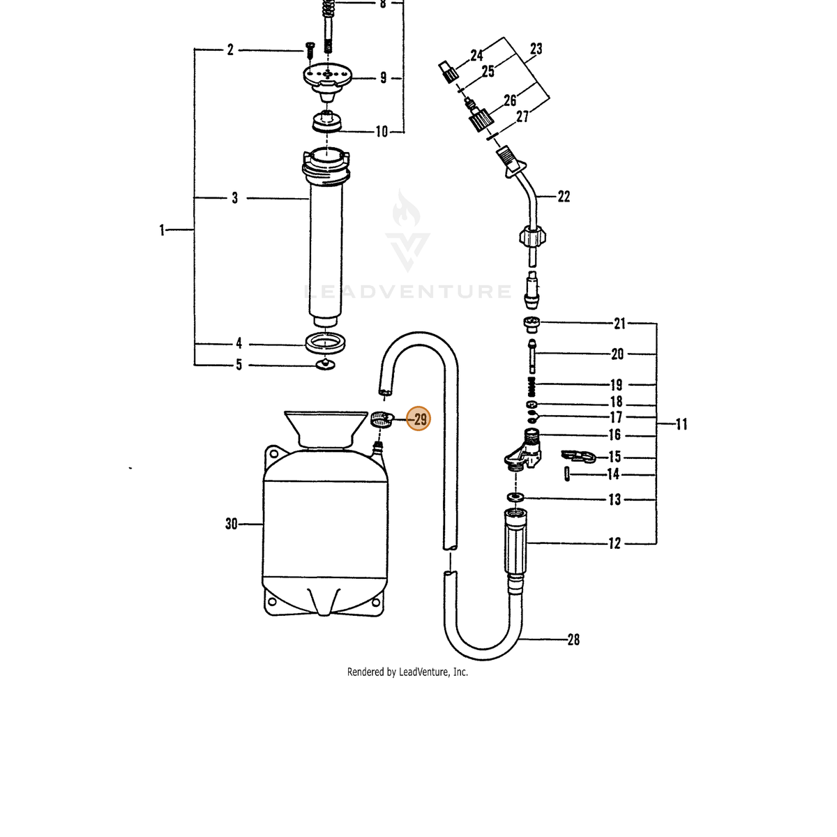 ECHO part 2360090000 — IPL diagram snippet (6x zoom, amber highlight)
