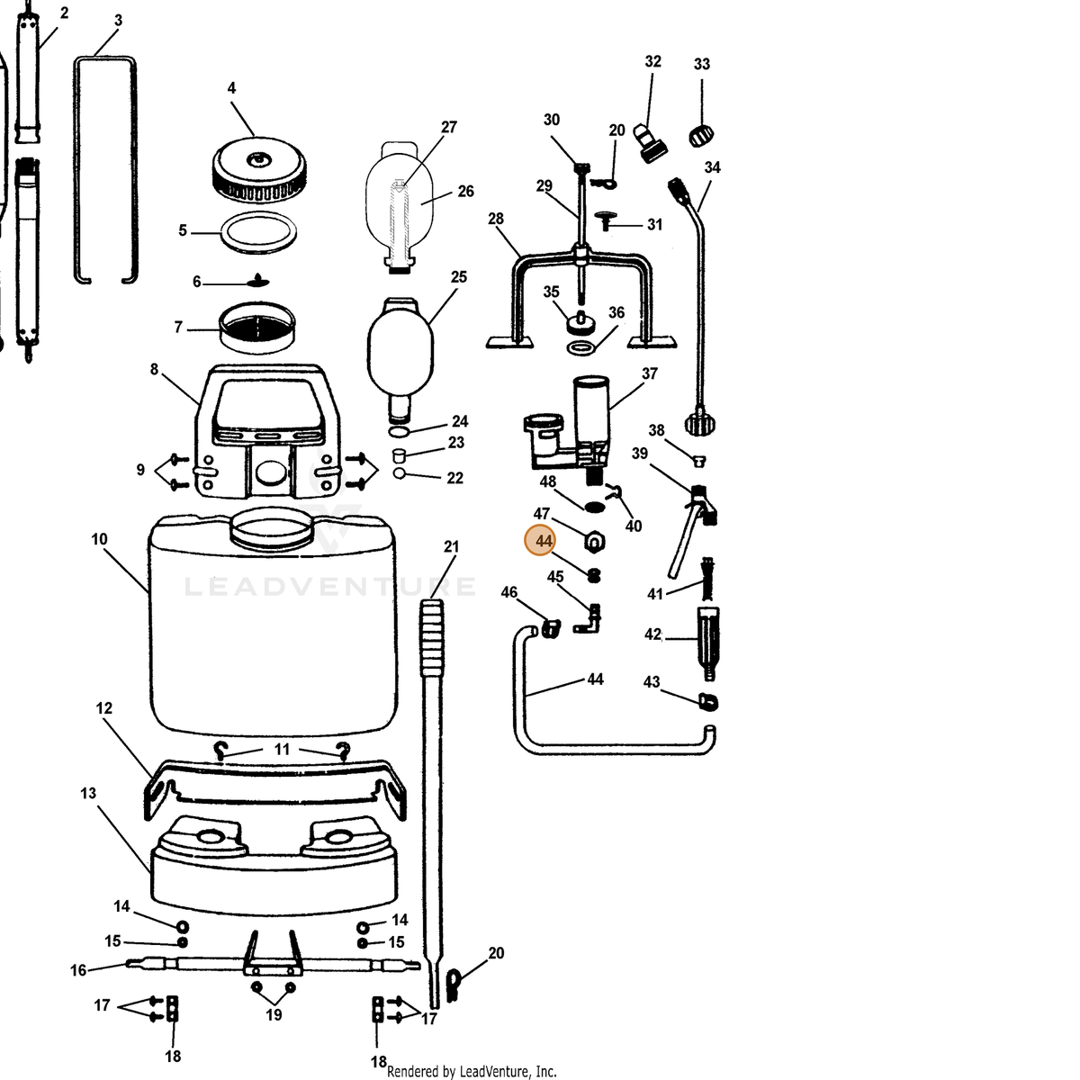 ECHO part 2364370400 — IPL diagram snippet (6x zoom, amber highlight)