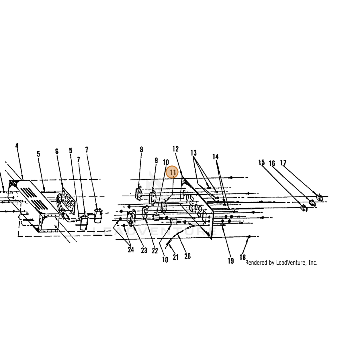 ECHO part 240007301 — IPL diagram snippet (6x zoom, amber highlight)