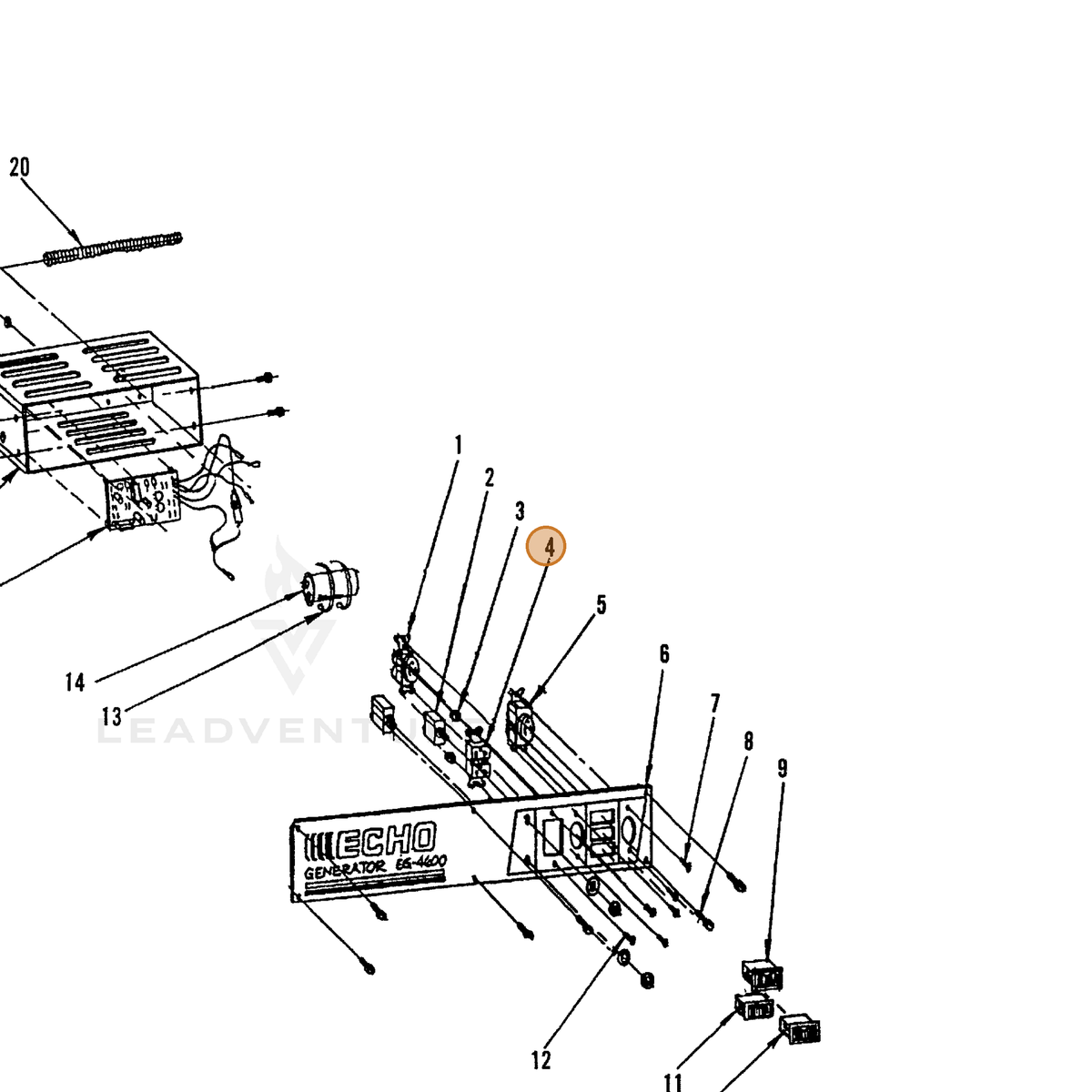 ECHO part 240007401 — IPL diagram snippet (6x zoom, amber highlight)