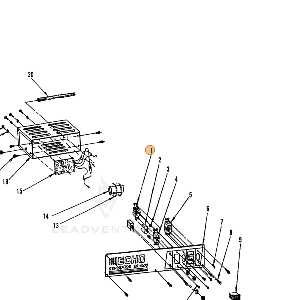 ECHO part 240007500 — IPL diagram snippet (6x zoom, amber highlight)