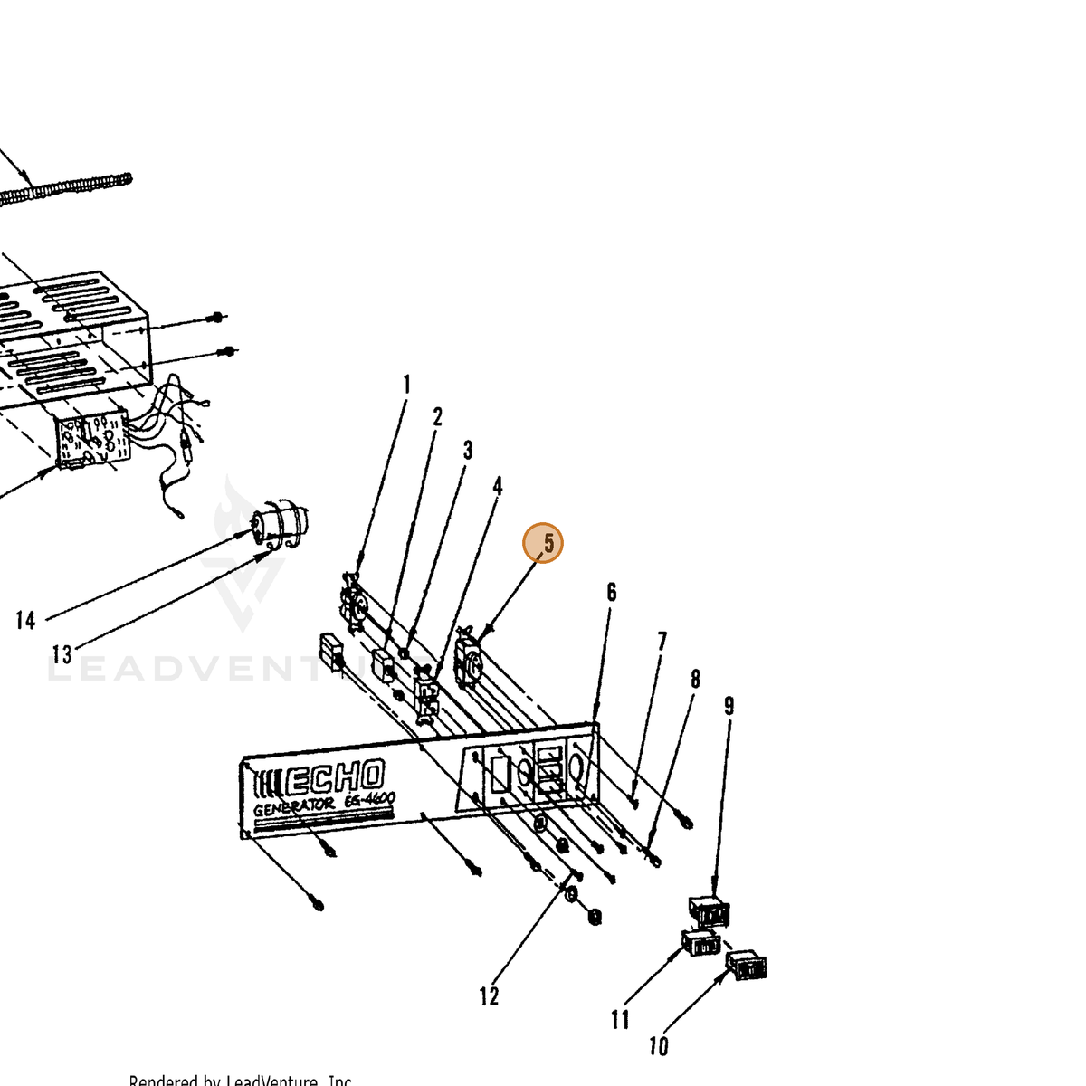 ECHO part 240008201 — IPL diagram snippet (6x zoom, amber highlight)