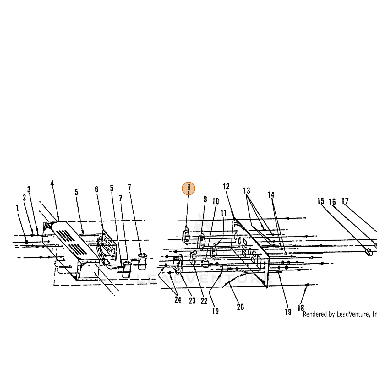 ECHO part 240008203 — IPL diagram snippet (6x zoom, amber highlight)
