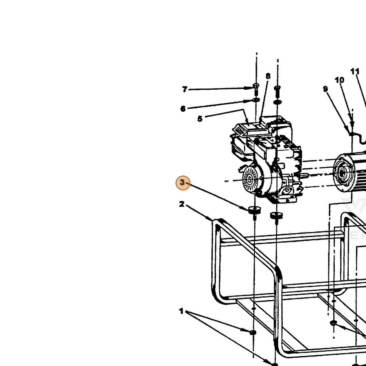 ECHO part 240009020 — IPL diagram snippet (6x zoom, amber highlight)