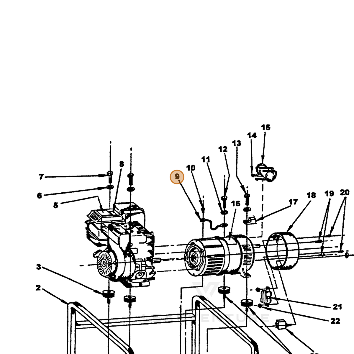 ECHO part 240011001 — IPL diagram snippet (6x zoom, amber highlight)