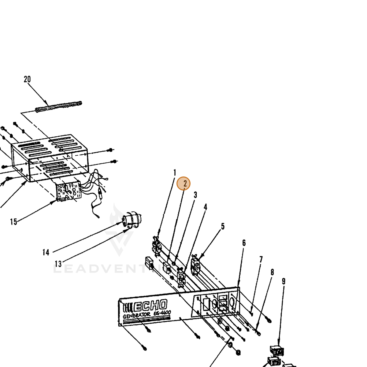 ECHO part 240013200 — IPL diagram snippet (6x zoom, amber highlight)