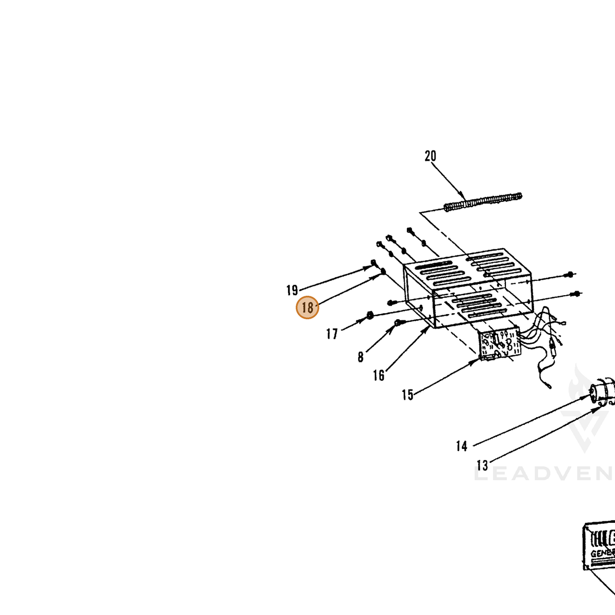 ECHO part 240015011 — IPL diagram snippet (6x zoom, amber highlight)
