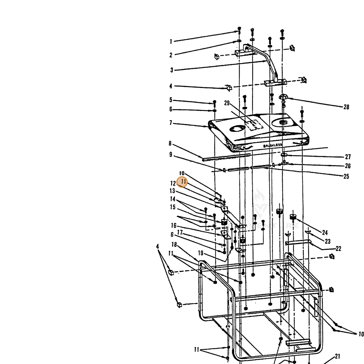 ECHO part 240016001 — IPL diagram snippet (6x zoom, amber highlight)