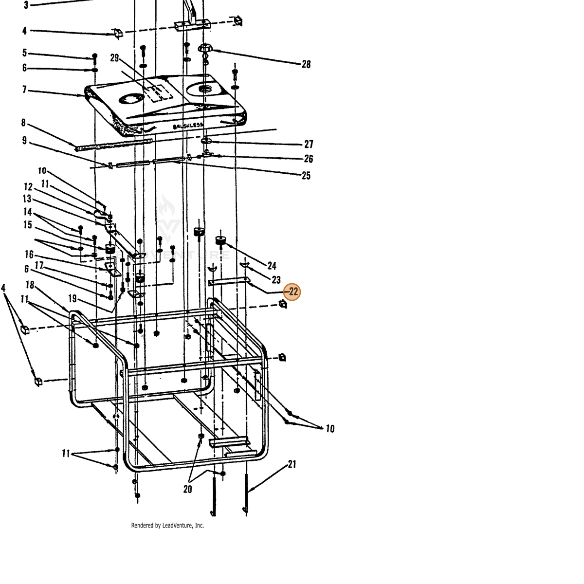 ECHO part 240020001 — IPL diagram snippet (6x zoom, amber highlight)