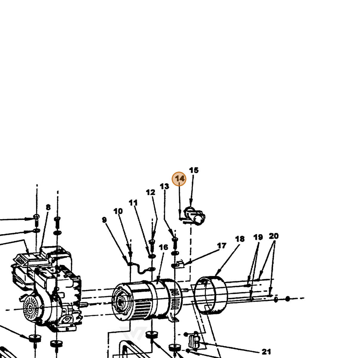 ECHO part 240020070 — IPL diagram snippet (6x zoom, amber highlight)