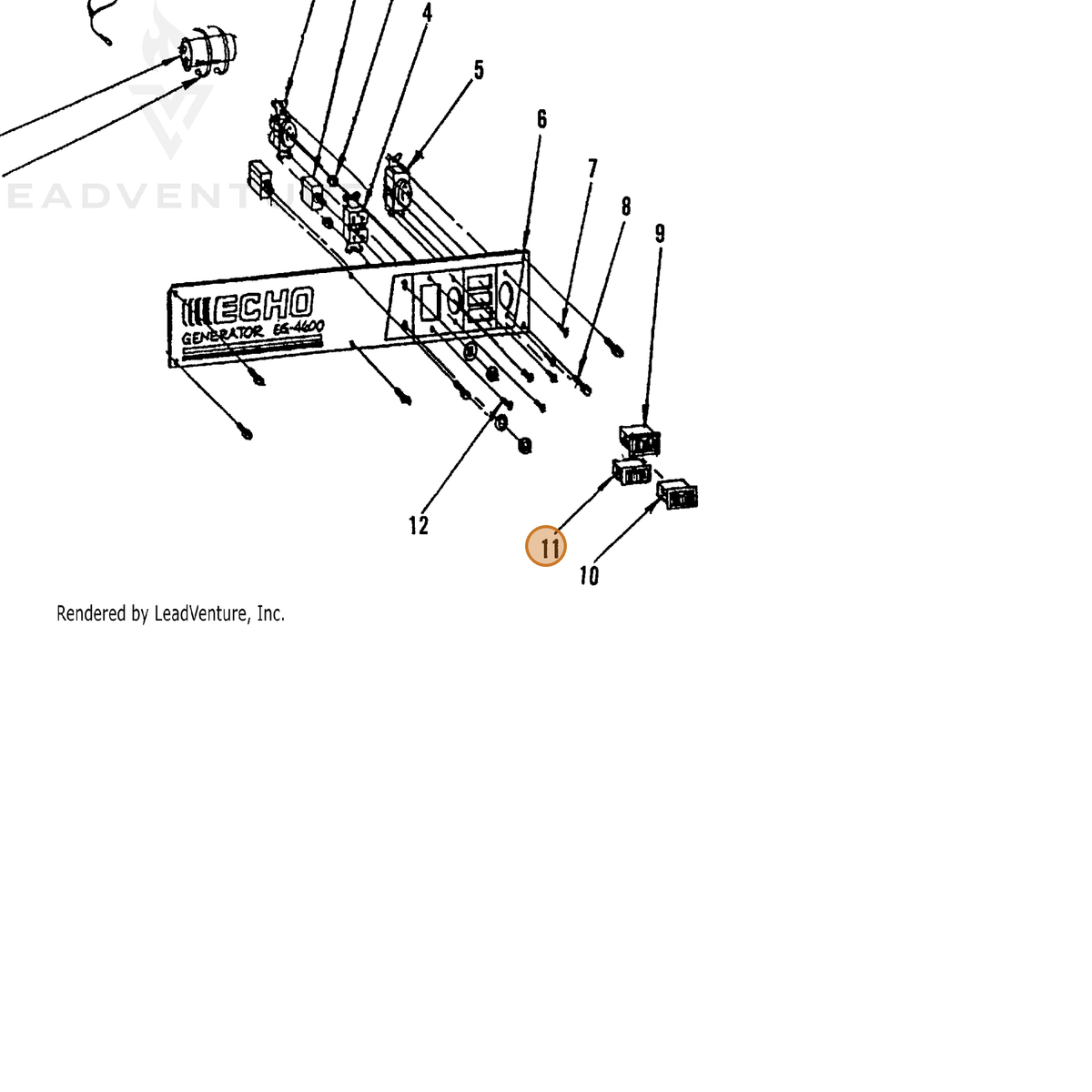 ECHO part 240027032 — IPL diagram snippet (6x zoom, amber highlight)