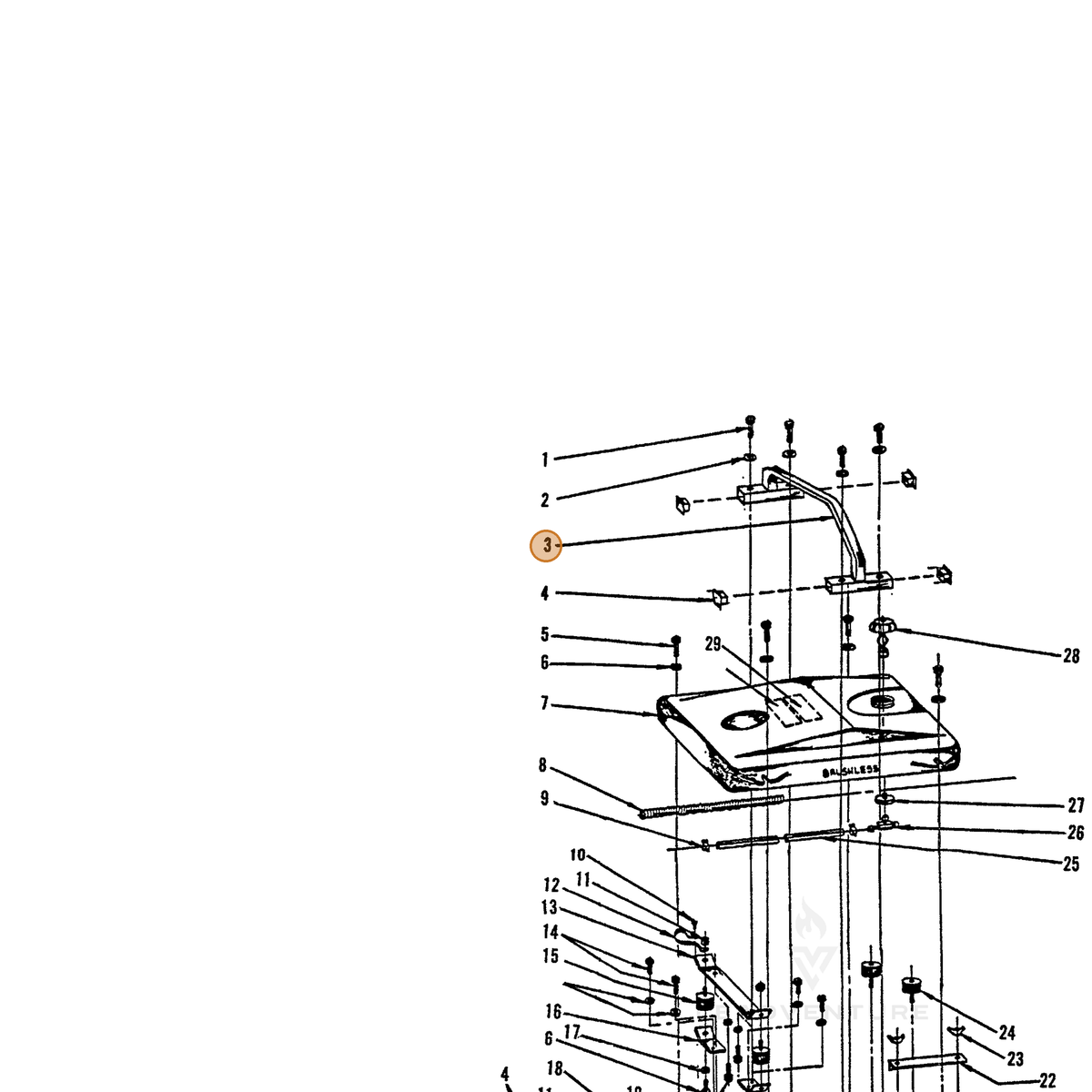 ECHO part 240040002 — IPL diagram snippet (6x zoom, amber highlight)
