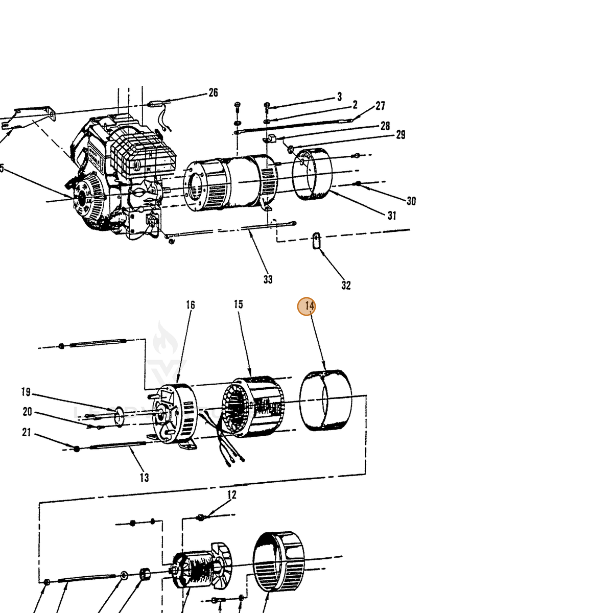 ECHO part 240410012 — IPL diagram snippet (6x zoom, amber highlight)
