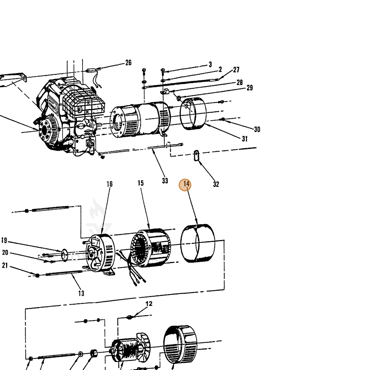 ECHO part 240410028 — IPL diagram snippet (6x zoom, amber highlight)
