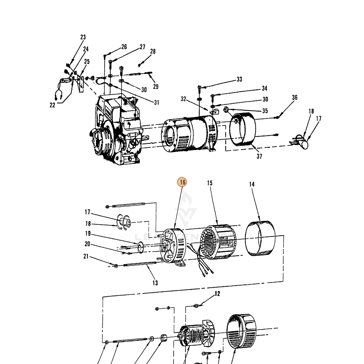 ECHO part 240411001 — IPL diagram snippet (6x zoom, amber highlight)