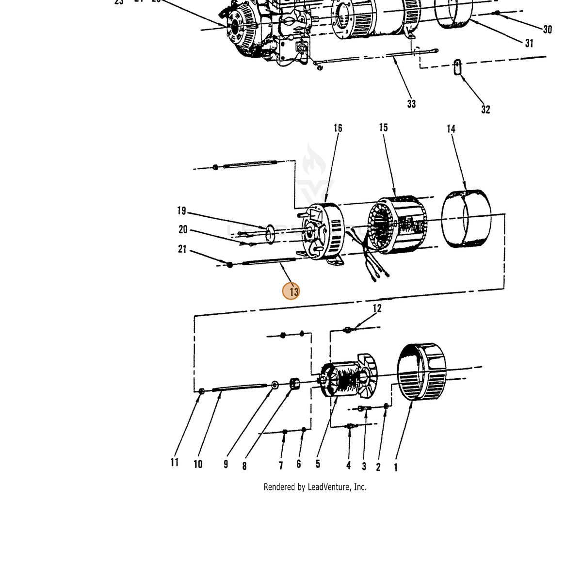ECHO part 240411019 — IPL diagram snippet (6x zoom, amber highlight)