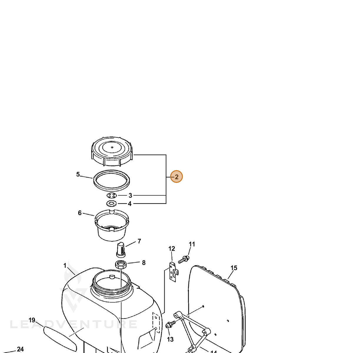 ECHO part 25000111310 — IPL diagram snippet (6x zoom, amber highlight)