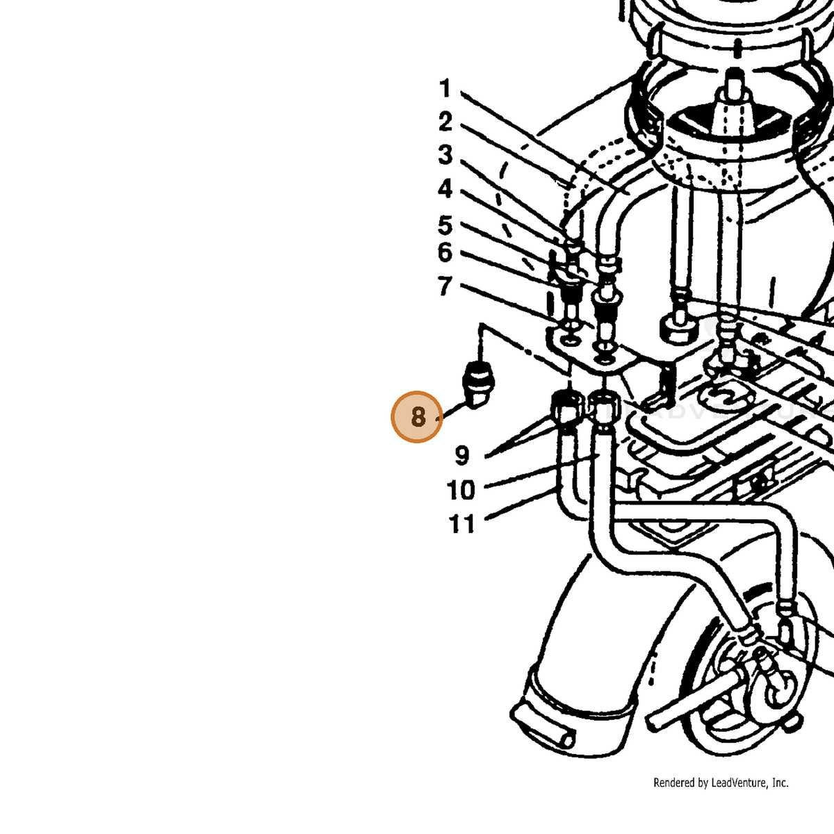 ECHO part 25001601110 — IPL diagram snippet (6x zoom, amber highlight)