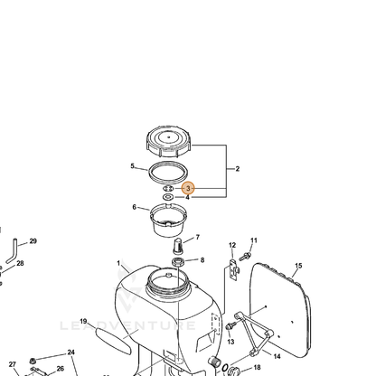 ECHO part 25002611310 — IPL diagram snippet (6x zoom, amber highlight)